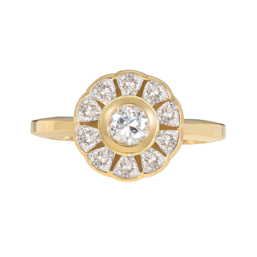 Unconventional Floral Diamond Halo Ring - Flora Bhattachary