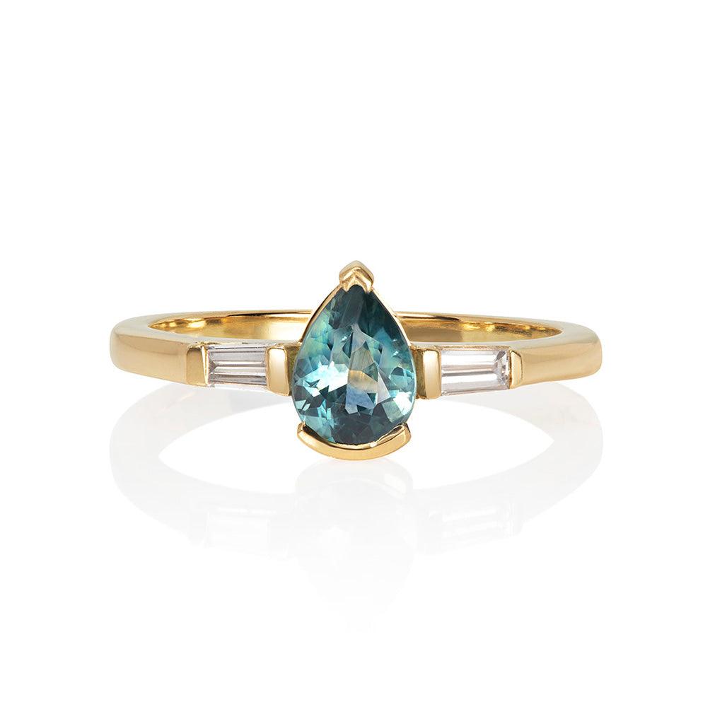 Sapphire Pear Ring Sapphire Pear Engagement Ring - Main Image