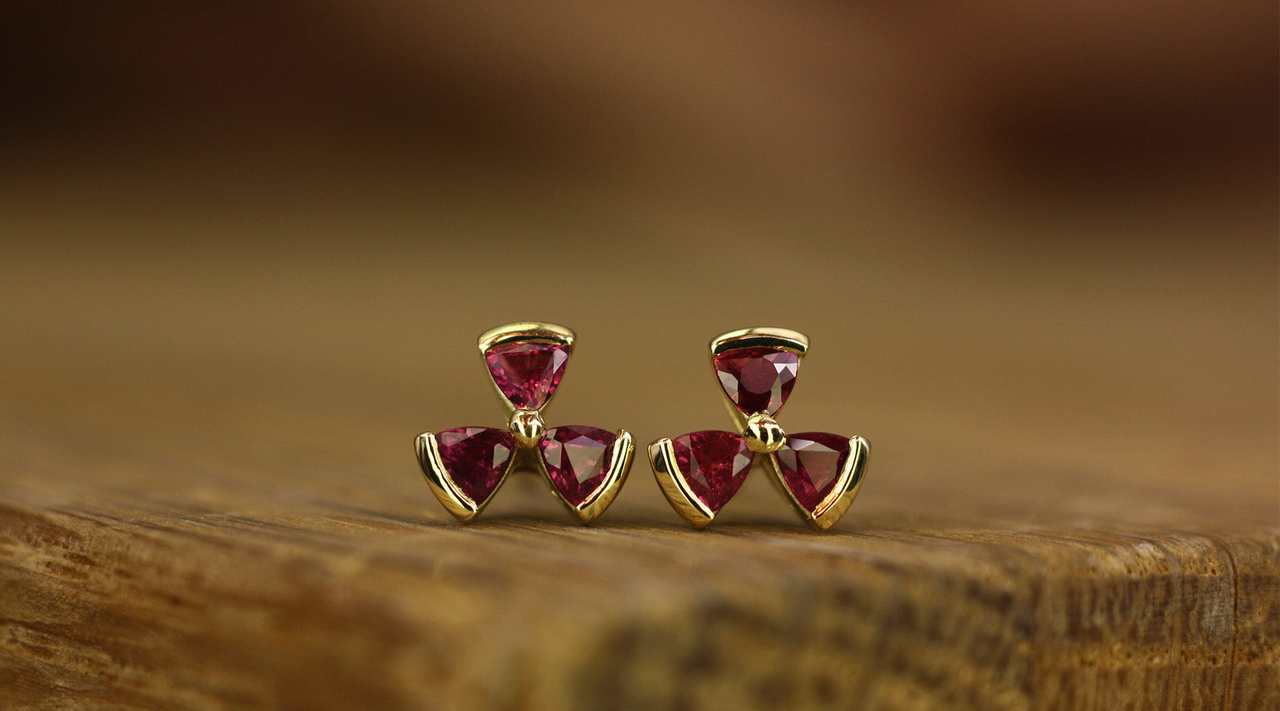 Coloured Stud Earrings - Ruby