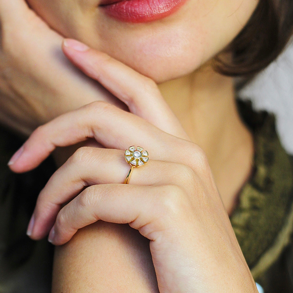 floral diamond engagement ring