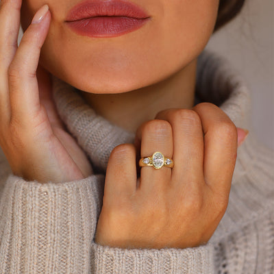 Modern Lab Diamond Engagement Ring on Model