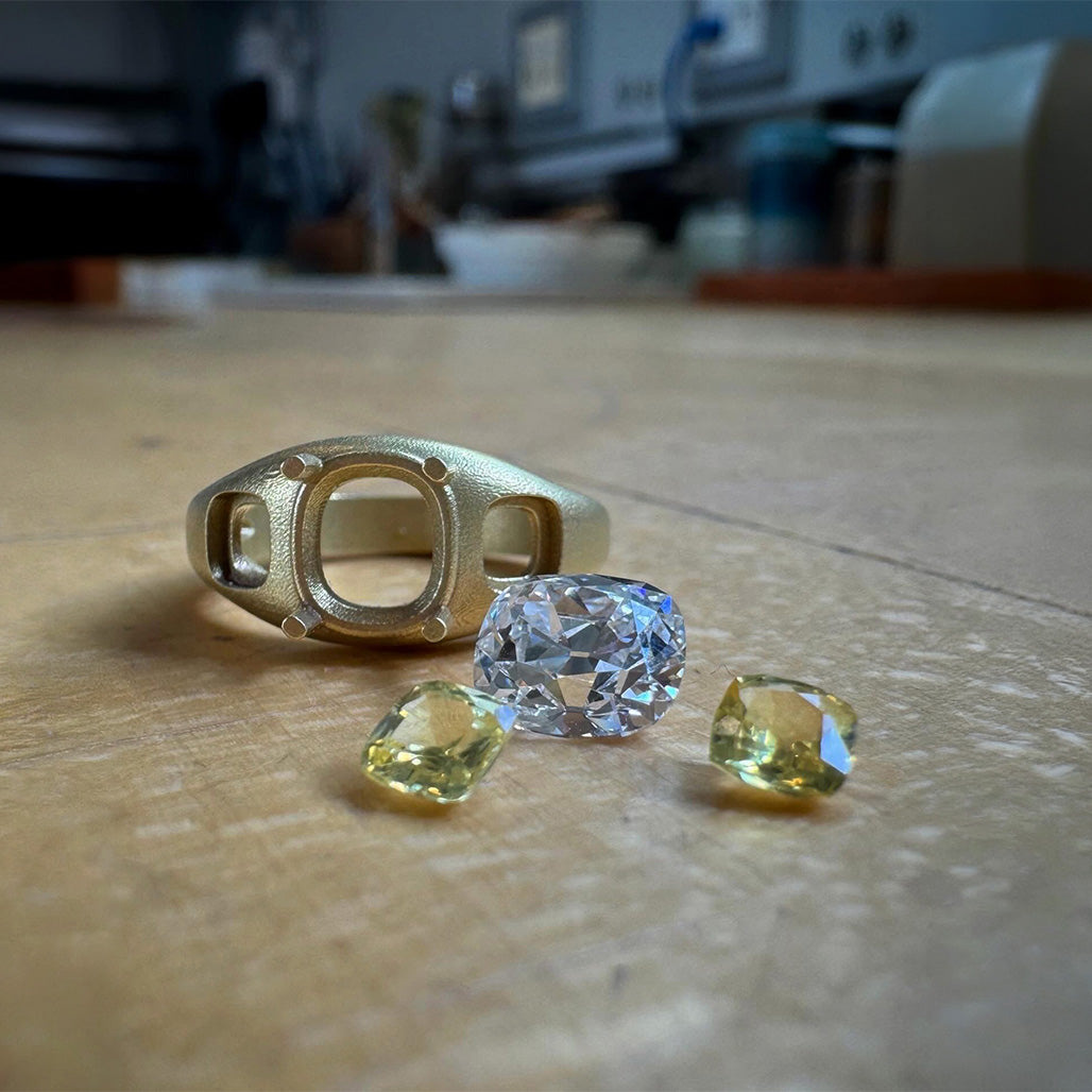Our client came to us with her own mine cut diamond to used in a modern engagement ring.
