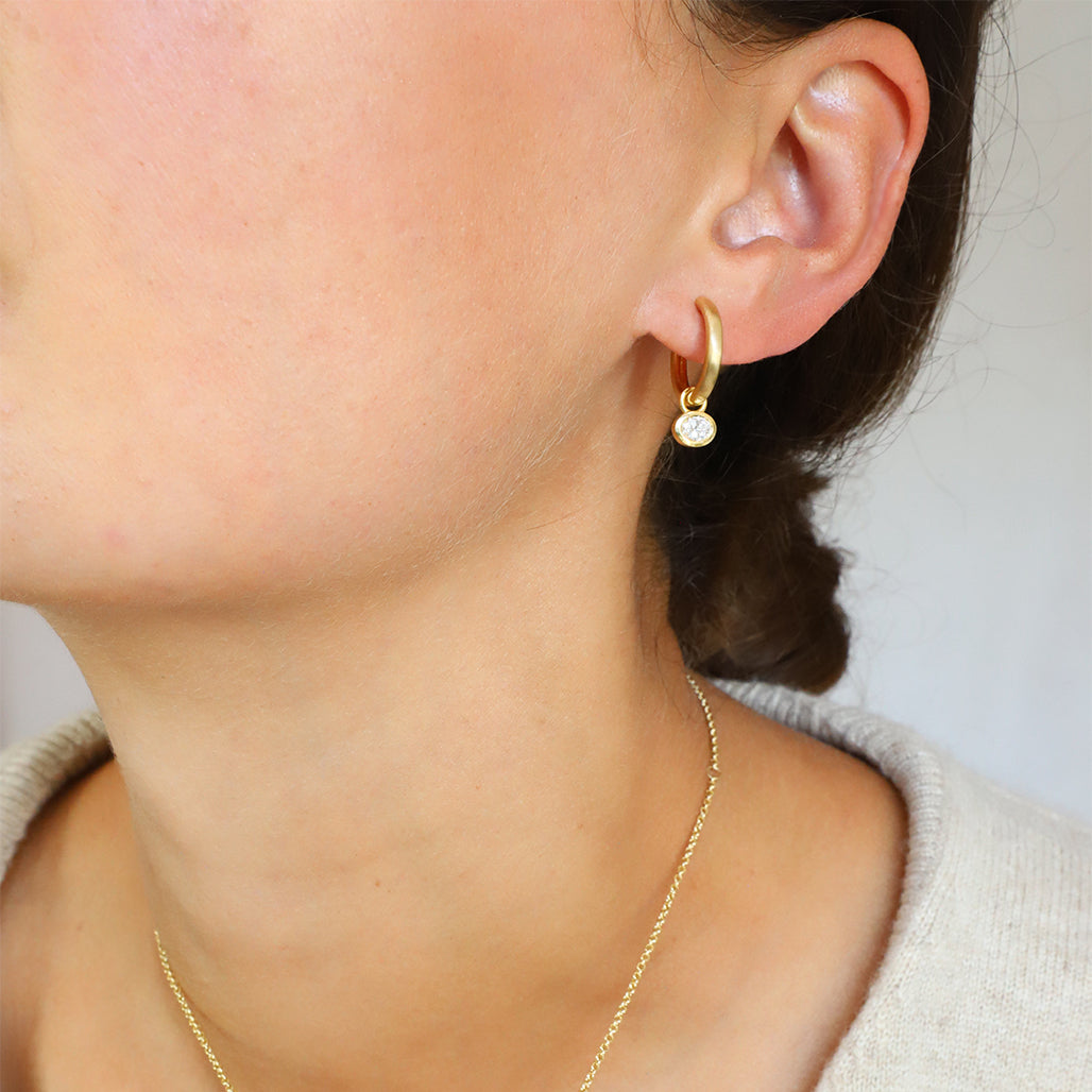 Oval Diamond Hoops on Model