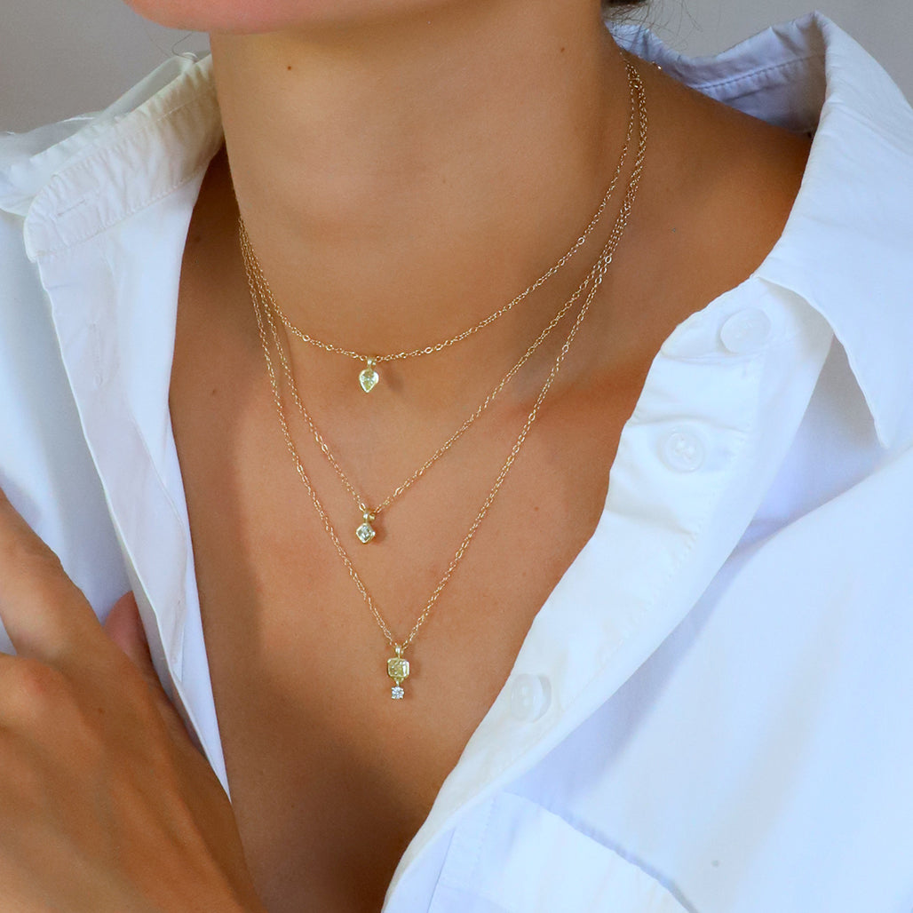 Three Diamond Pendants on Model