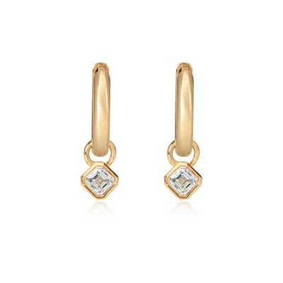 Asscher Charm Hoops