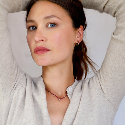 Gold Garnet Diamond Necklace 