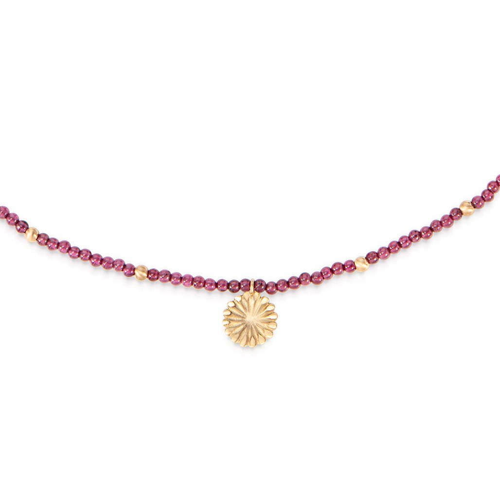 Gold Charm Garnet Necklace
