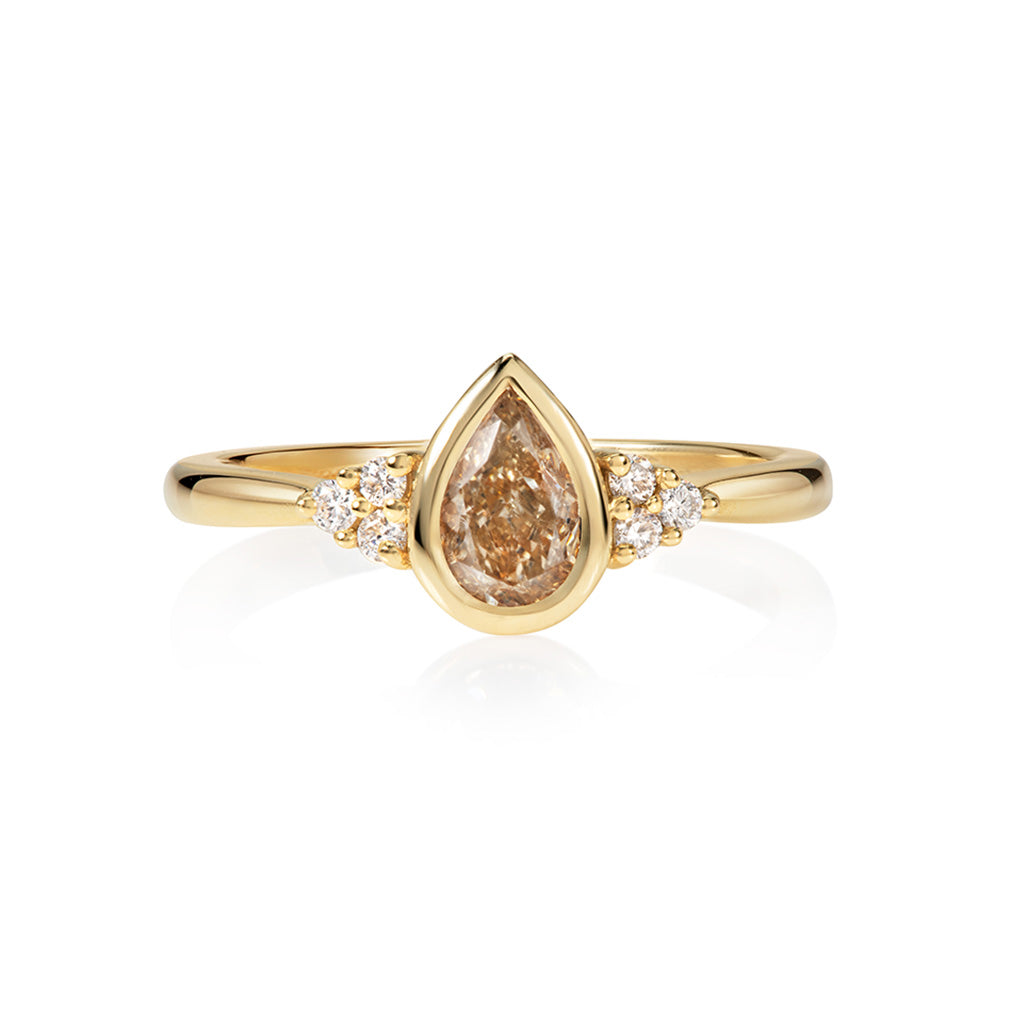 Champagne Diamond Pear Engagement Ring