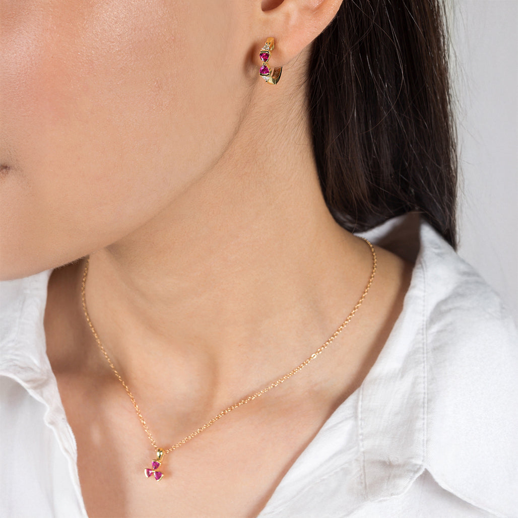 Ruby Diamond Hoops on Model