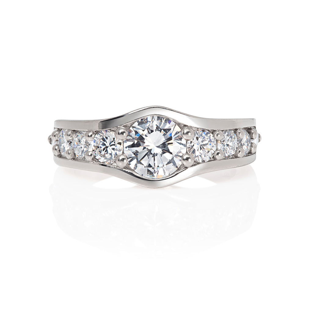 Flora drew a range of new ring designs from which the client selected a couple of styles. We narrowed the choice down and created renders of the new design. The client approved a 3D model before we crafted the final piece.
