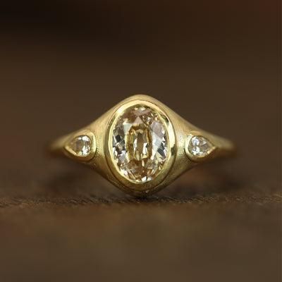 Champagne Oval Old Cut Diamond Ring