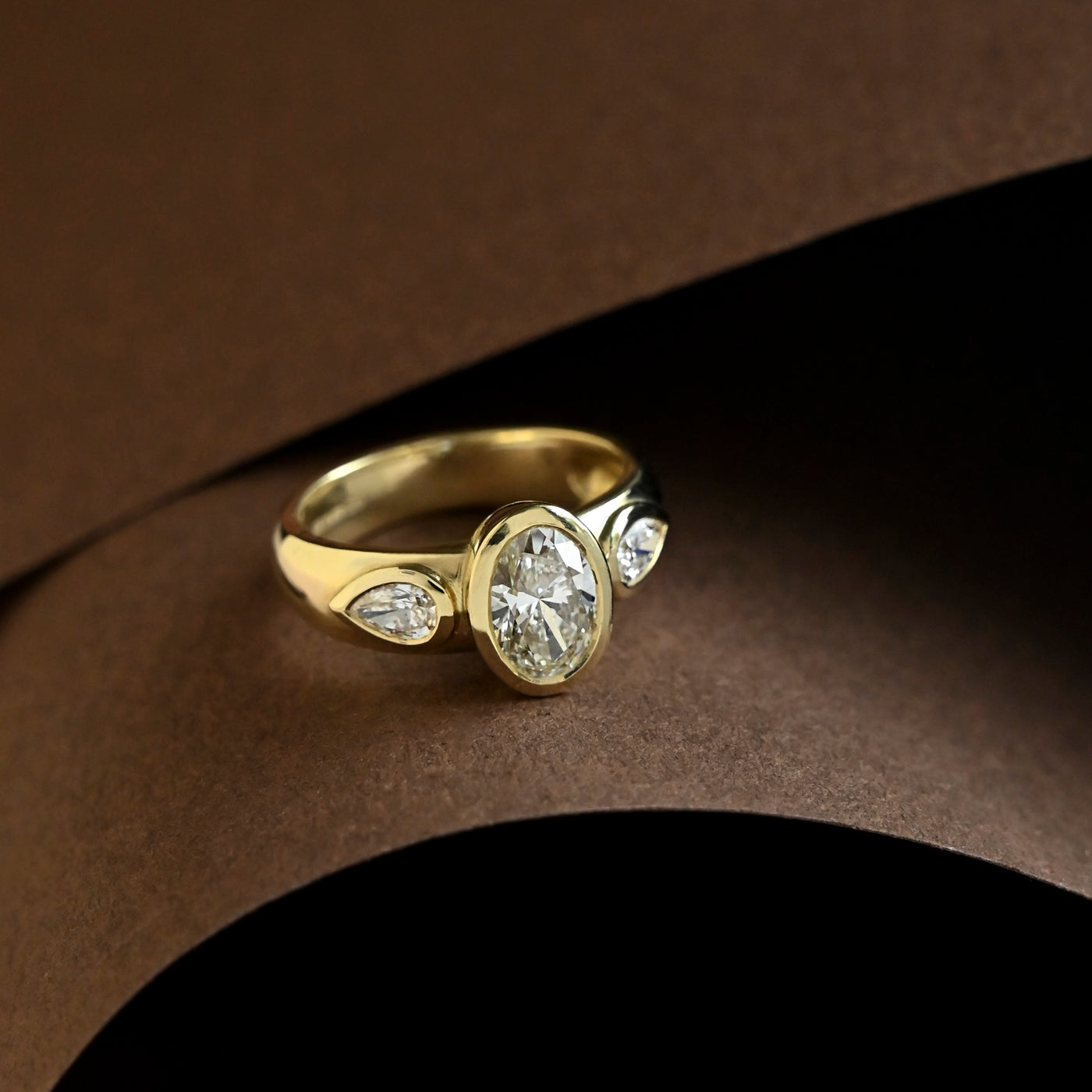 Modern Lab Oval Chunky Engagement Ring