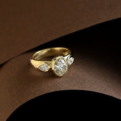 Modern Lab Oval Chunky Engagement Ring