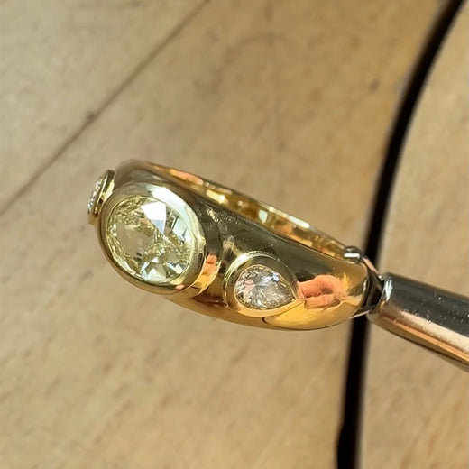 Oval Yellow Diamond Wide Divorce Ring