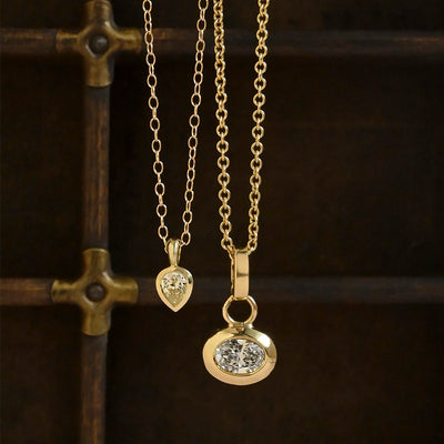 Gold Pear Diamond Pendant 