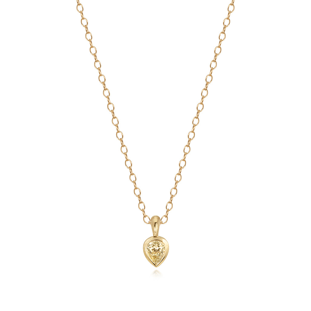 Pale Yellow Pear Diamond Pendant