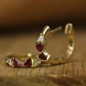 Ruby Diamond Hoops - Flora Bhattachary Fine Jewellery