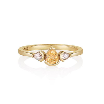 Yellow Pear Diamond Ring