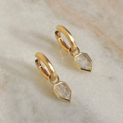 Ice Diamond Salt and Pepper Hoop Earrings