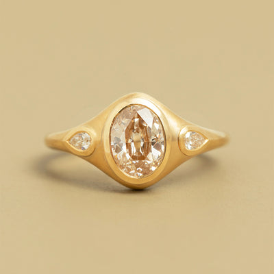 Old Cut Champagne Oval Diamond Ring