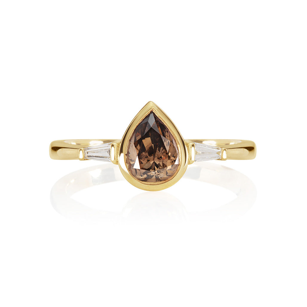 Brown Diamond Pear Ring