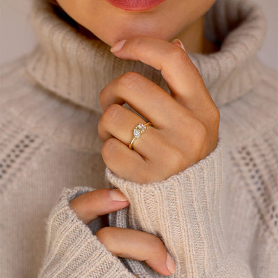 Toi Et Moi Champagne Old Cut Engagement Ring