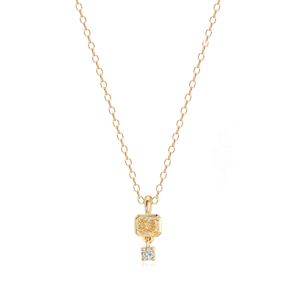 Cushion Yellow Diamond Pendant
