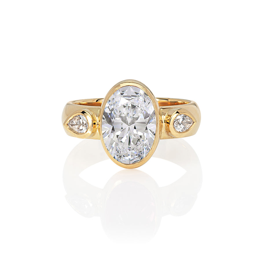 Oval Diamond Wide Band Ring