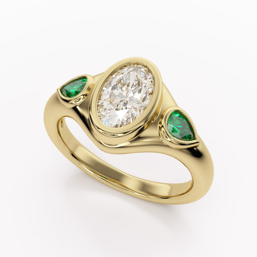 Render Oval Diamond Emerald Pear Ring