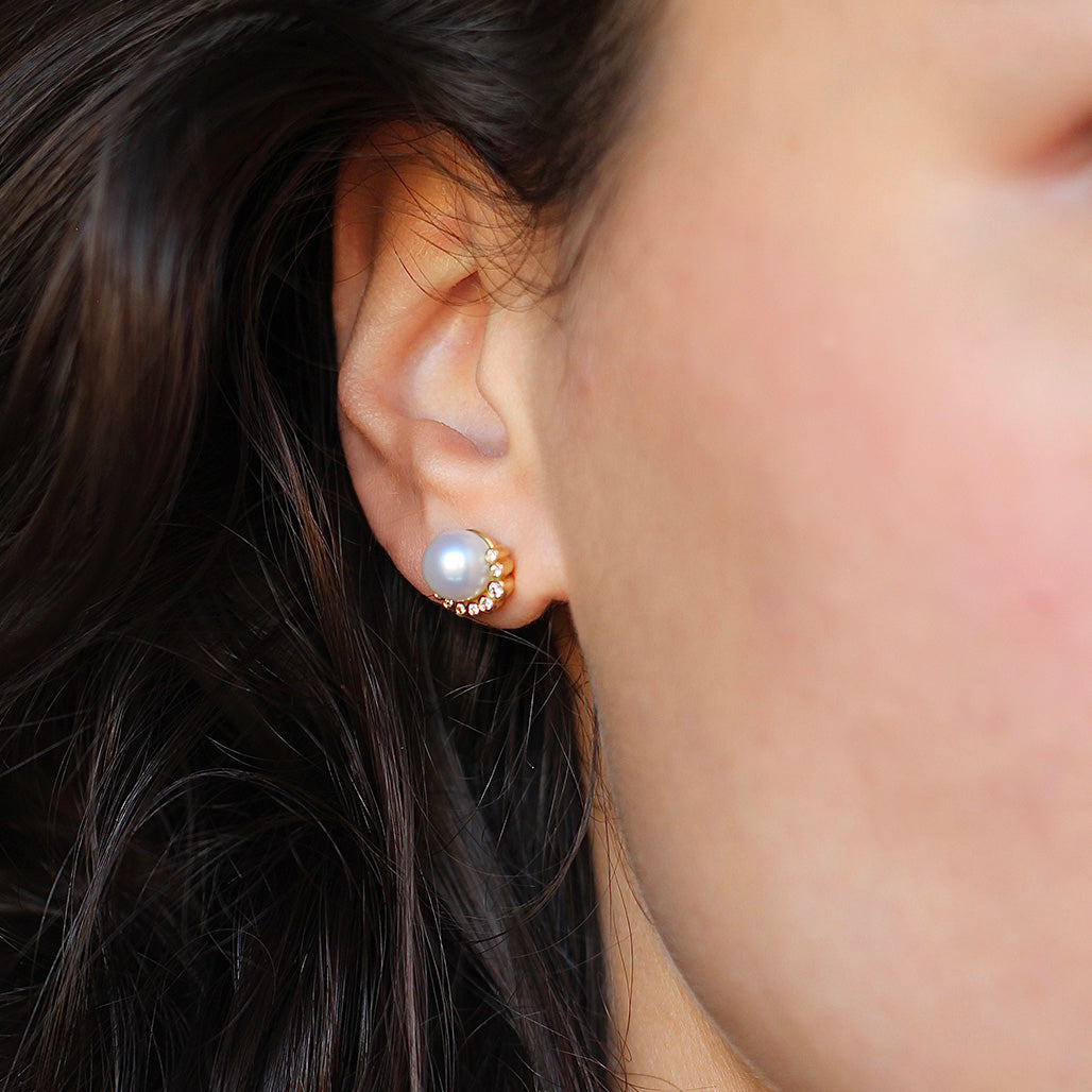 Pearl Diamond Studs - Flora Bhattachary Fine Jewellery