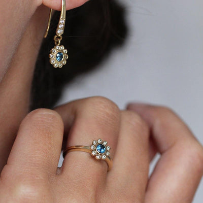 Sapphire Diamond Earrings - Flora Bhattachary Fine Jewellery