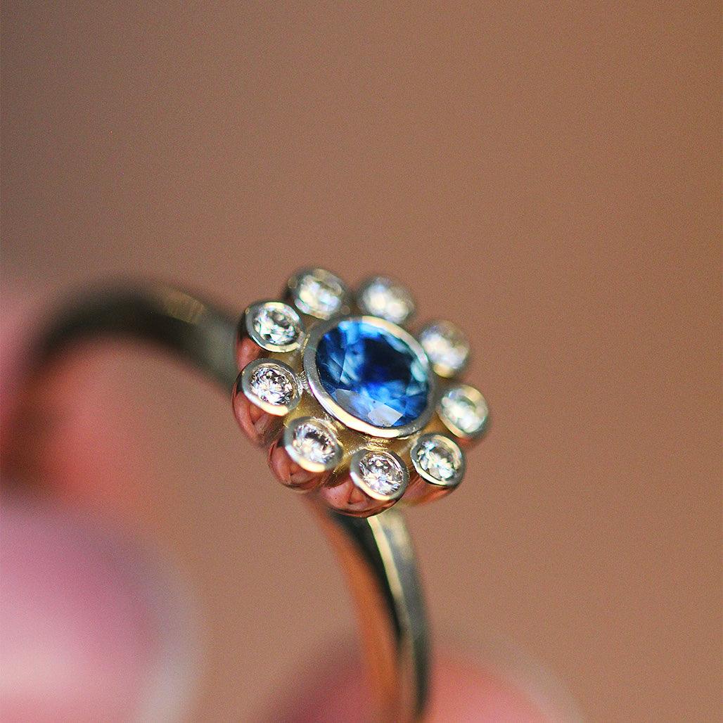 Sapphire Diamond Engagement Ring - Flora Bhattachary Fine Jewellery