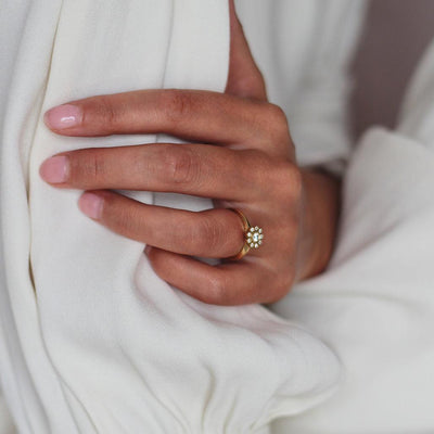 White Diamond Halo Ring - Flora Bhattachary Fine Jewellery