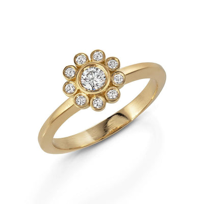 Aditi White Diamond Halo Ring - Flora Bhattachary Fine Jewellery