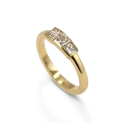 Princess Triple Stone Asymmetric Ring - Flora Bhattachary Fine Jewellery