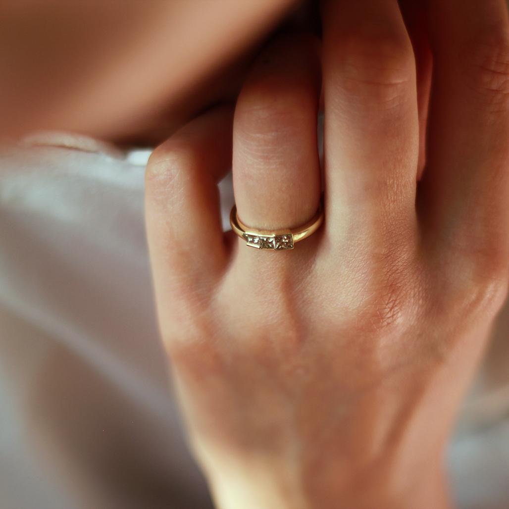 Princess Champagne Diamond Ring - Flora Bhattachary Fine Jewellery