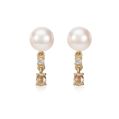 Ashru Pearl and Oval Diamond Drops - Flora Bhattachary Fine Jewellery