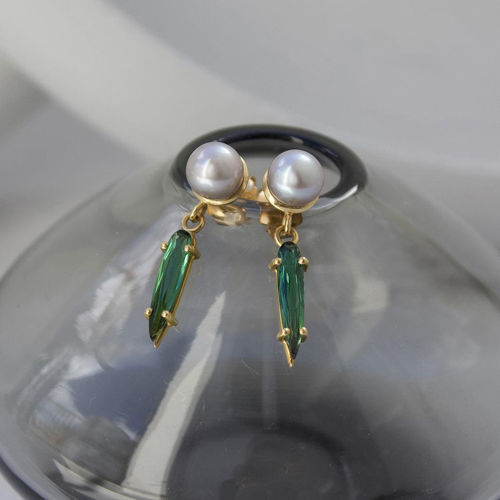 Ashru Tourmaline and Pearl Drop Earrings - Flora Bhattachary Fine Jewellery
