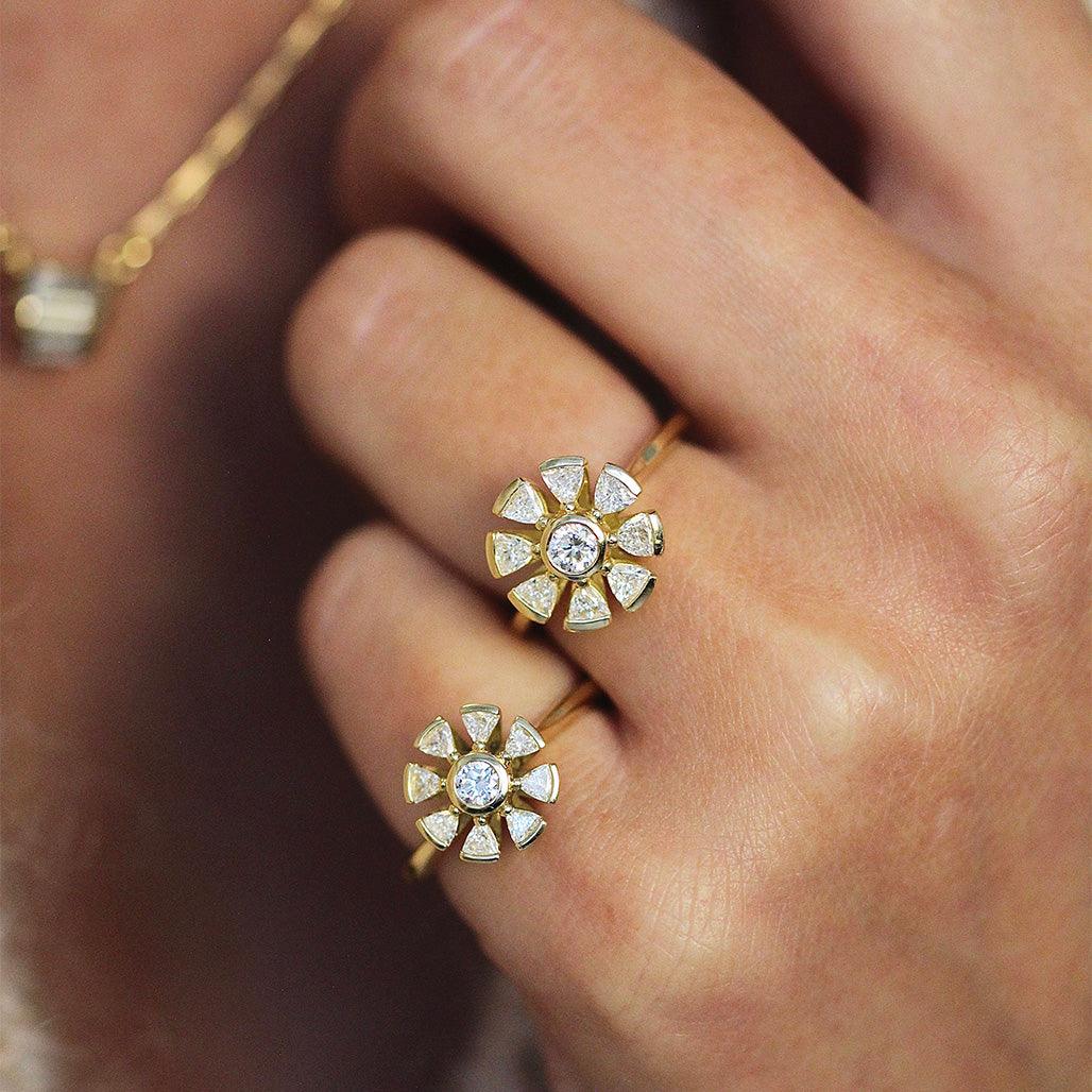 Statement Floral Diamond Engagement Rings