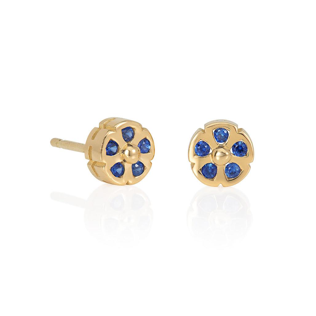 Chameli Sapphire Floral Studs - Flora Bhattachary Fine Jewellery