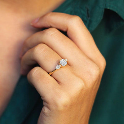 Cushion and Pear Diamond Ring - Flora Bhattachary Fine Jewellery