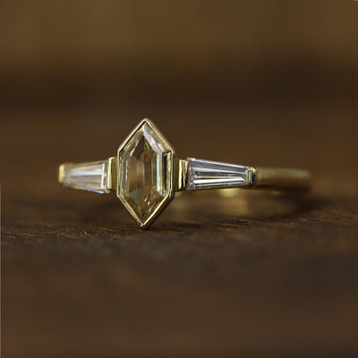 Devi Elongated Hexagon Diamond Ring - Flora Bhattachary Fine Jewellery