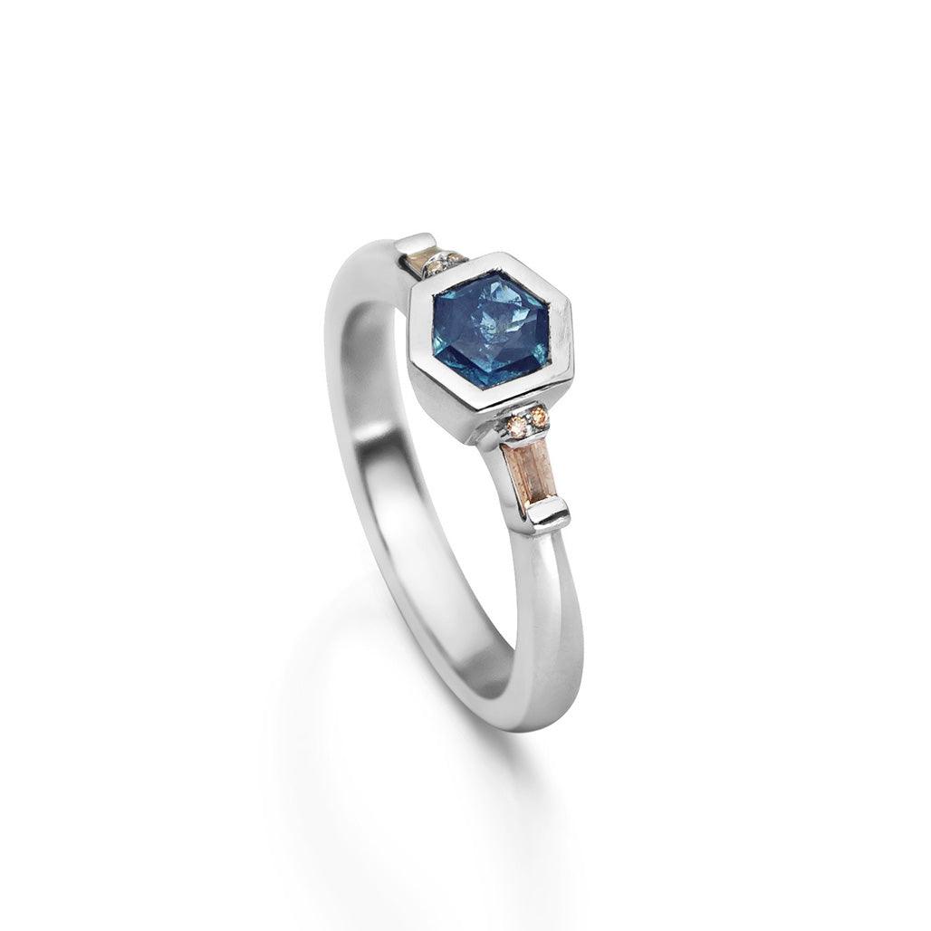 Hexagon Sapphire Ring - Flora Bhattachary Fine Jewellery