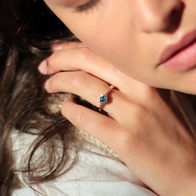 Devi Hexagon Sapphire Ring - Flora Bhattachary Fine Jewellery