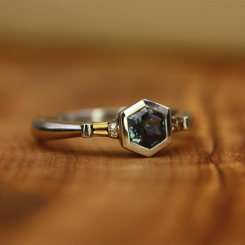 Devi Hexagon Sapphire Ring - Flora Bhattachary Fine Jewellery