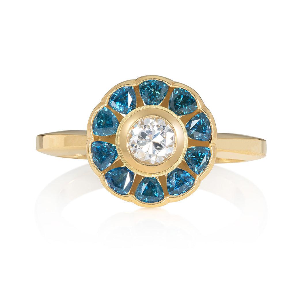 Dianthus Antique Diamond Halo Ring - Flora Bhattachary Fine Jewellery