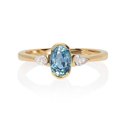 Oval Blue Sapphire Diamond Ring - Flora Bhattachary Fine Jewellery