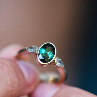 Oval Tourmaline Diamond Ring - Flora Bhattachary Fine Jewellery