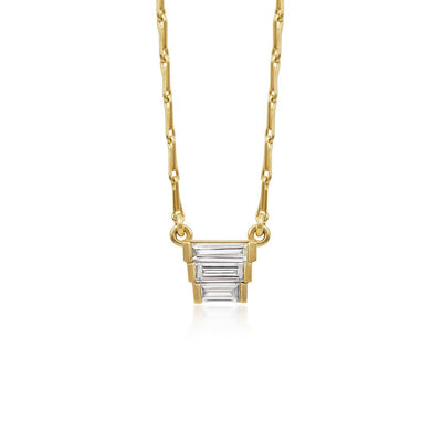 Mahal Triple Baguette Diamond Pendant - Flora Bhattachary Fine Jewellery