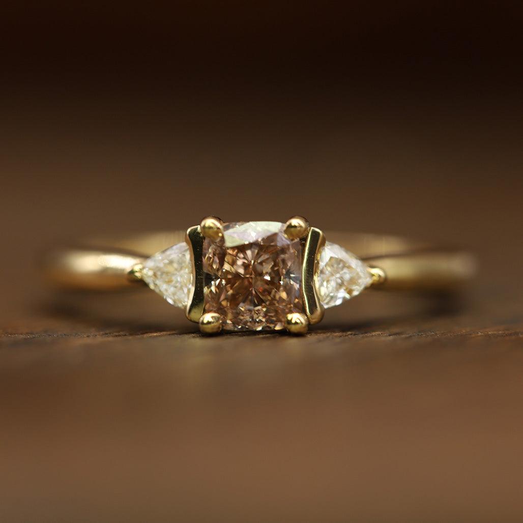 Morvi Cushion Brown Diamond Ring - Flora Bhattachary Fine Jewellery